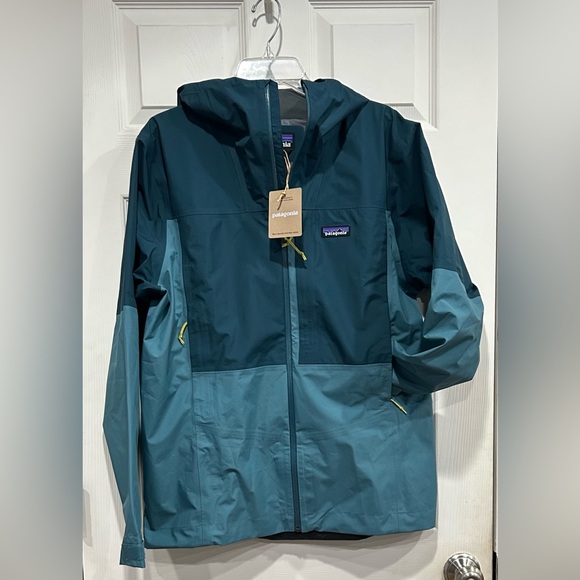 Patagonia Men's Medium Boulder Fork Rain Jacket Wetland Blue NWT Waterproof - Picture 1 of 9